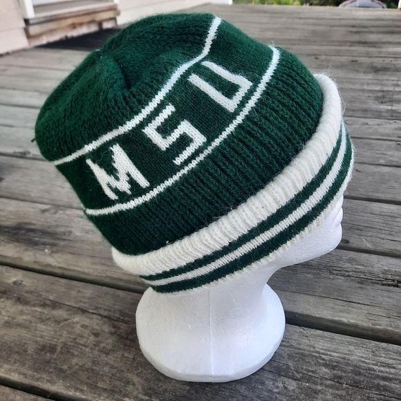 Vintage Michigan State University MSU Spartans fold over knit stocking hat - Picture 8 of 10